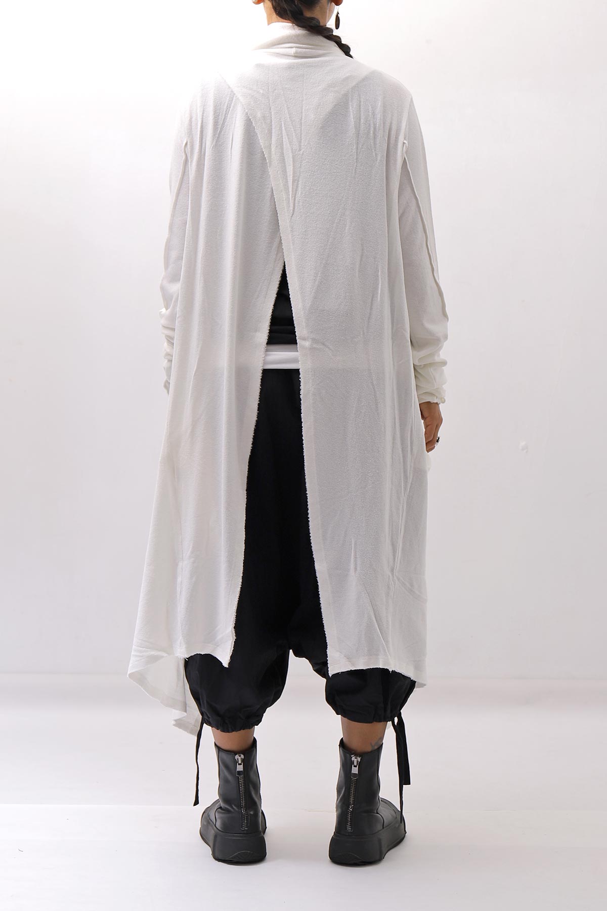 【NOSTRASANTISSIMA】 ASYMMETRY BACK CROSS CARDIGAN TS24_WHITE