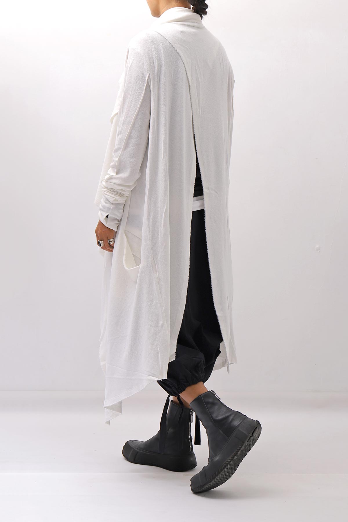【NOSTRASANTISSIMA】 ASYMMETRY BACK CROSS CARDIGAN TS24_WHITE