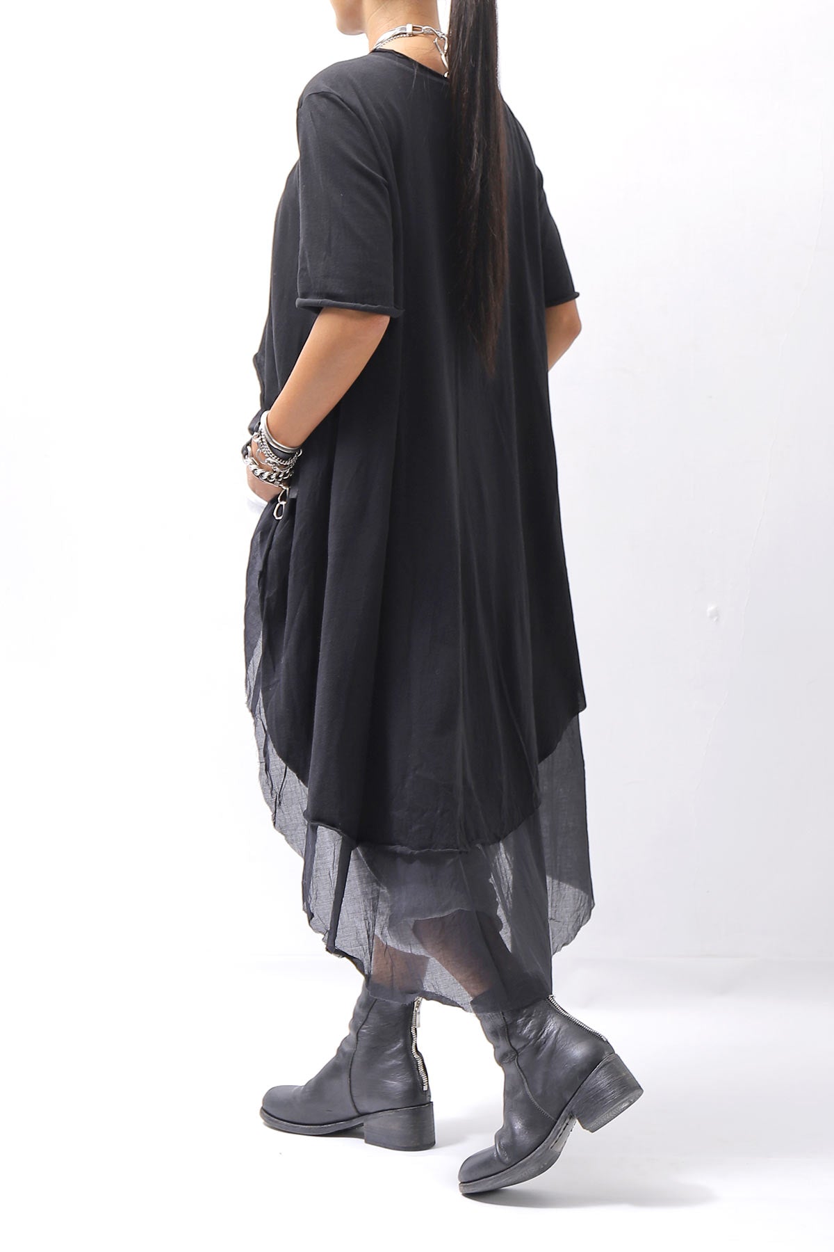 【studio b3】 COTTON LAYERED BACK LONG TOP MPB1822_BLACK