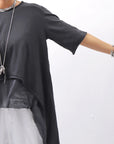 【studio b3】 COTTON LAYERED BACK LONG TOP MPB1822_BLACK
