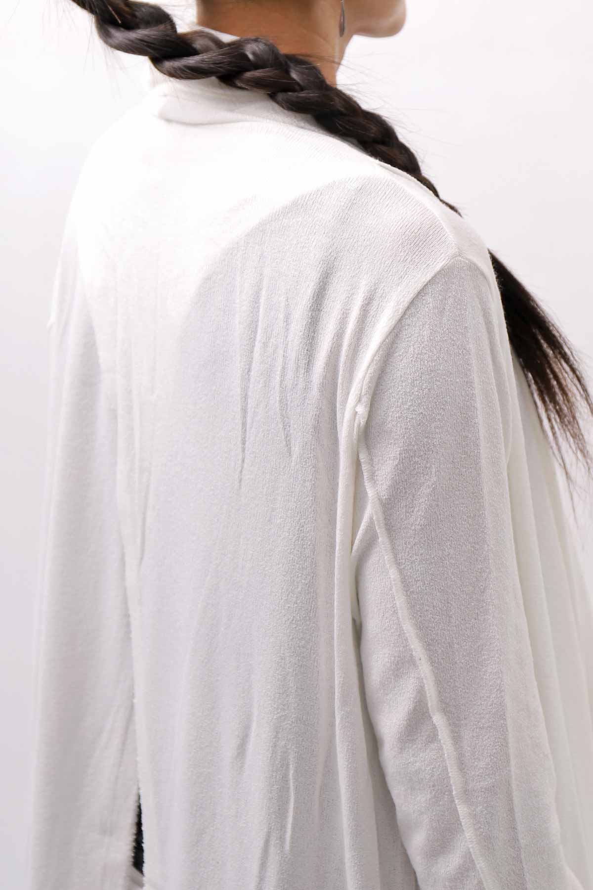 【NOSTRASANTISSIMA】 ASYMMETRY BACK CROSS CARDIGAN TS24_WHITE