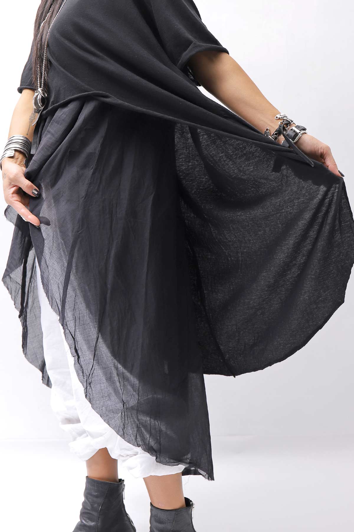 【studio b3】 COTTON LAYERED BACK LONG TOP MPB1822_BLACK
