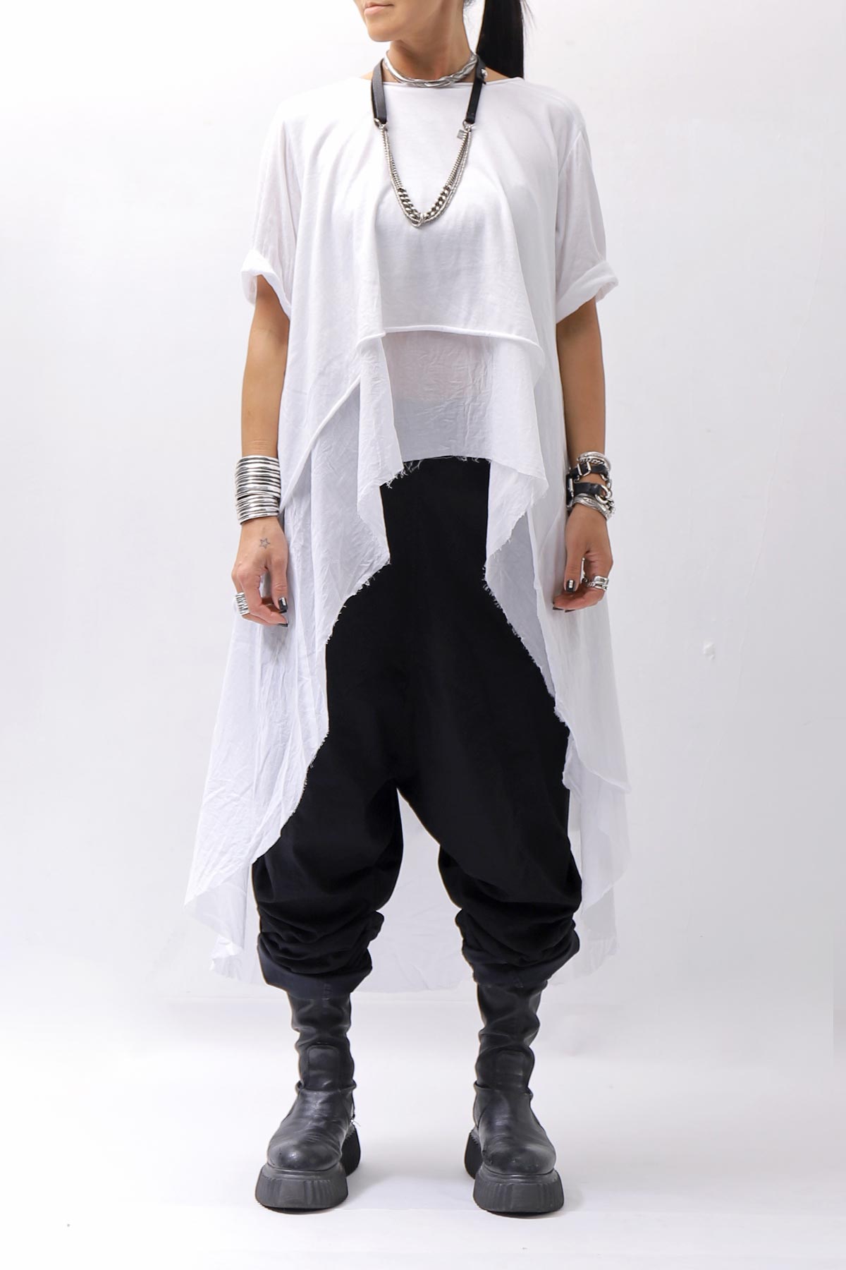 【studio b3】 COTTON LAYERED BACK LONG TOP MPB1822_WHITE