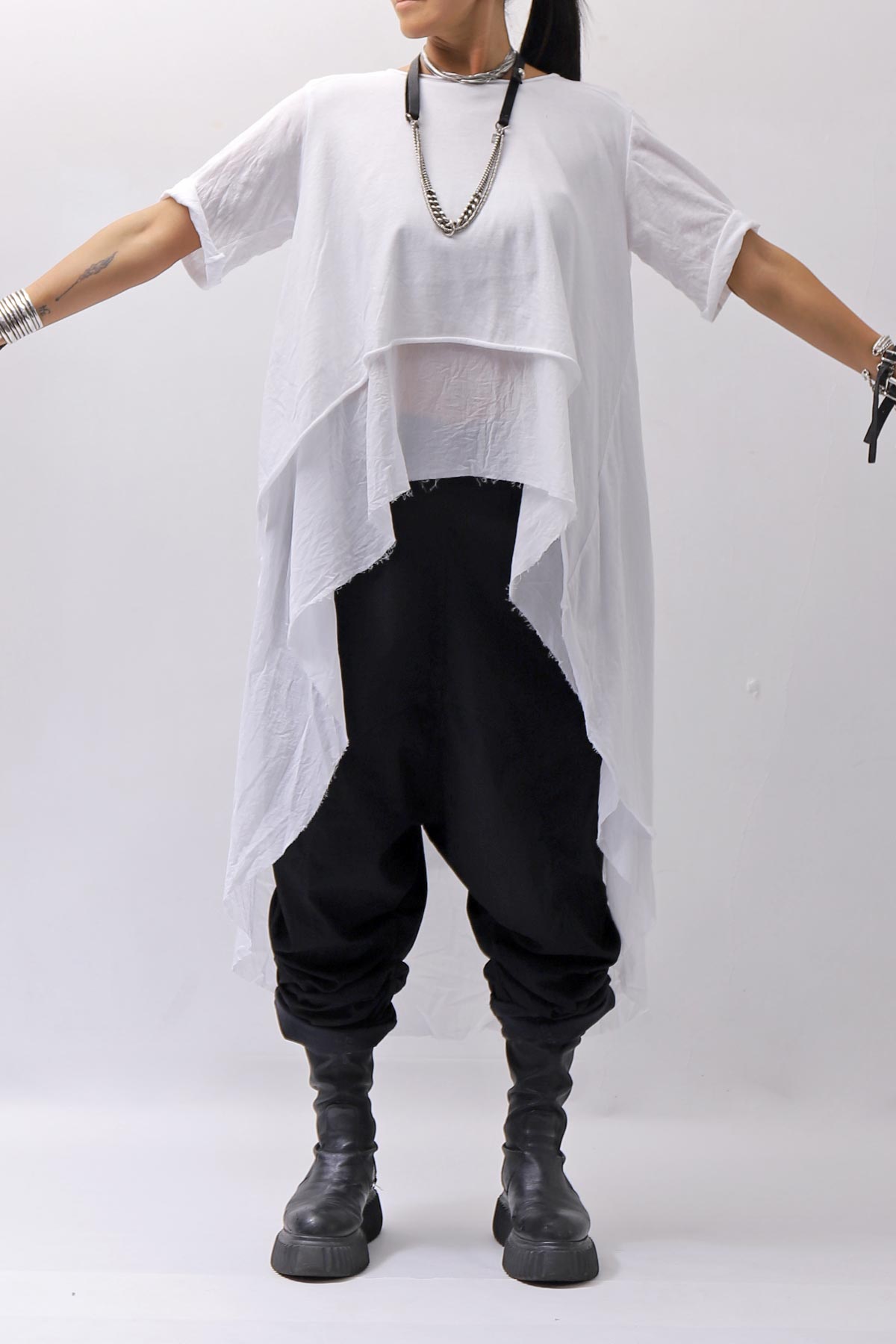 【studio b3】 COTTON LAYERED BACK LONG TOP MPB1822_WHITE