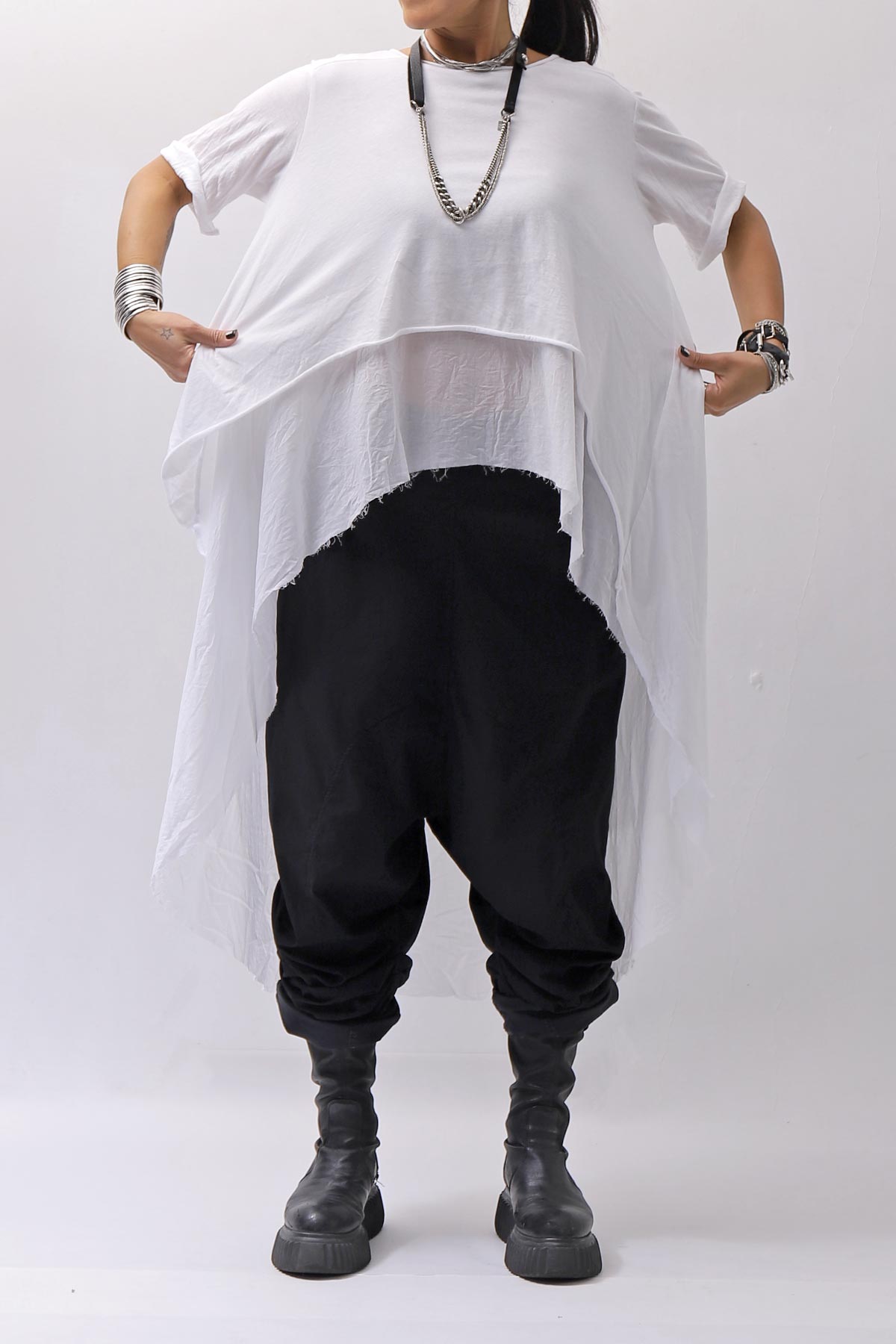 【studio b3】 COTTON LAYERED BACK LONG TOP MPB1822_WHITE