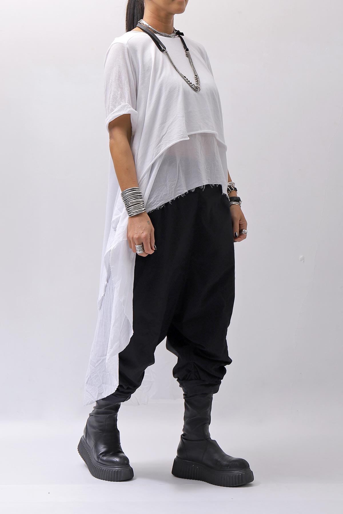 【studio b3】 COTTON LAYERED BACK LONG TOP MPB1822_WHITE