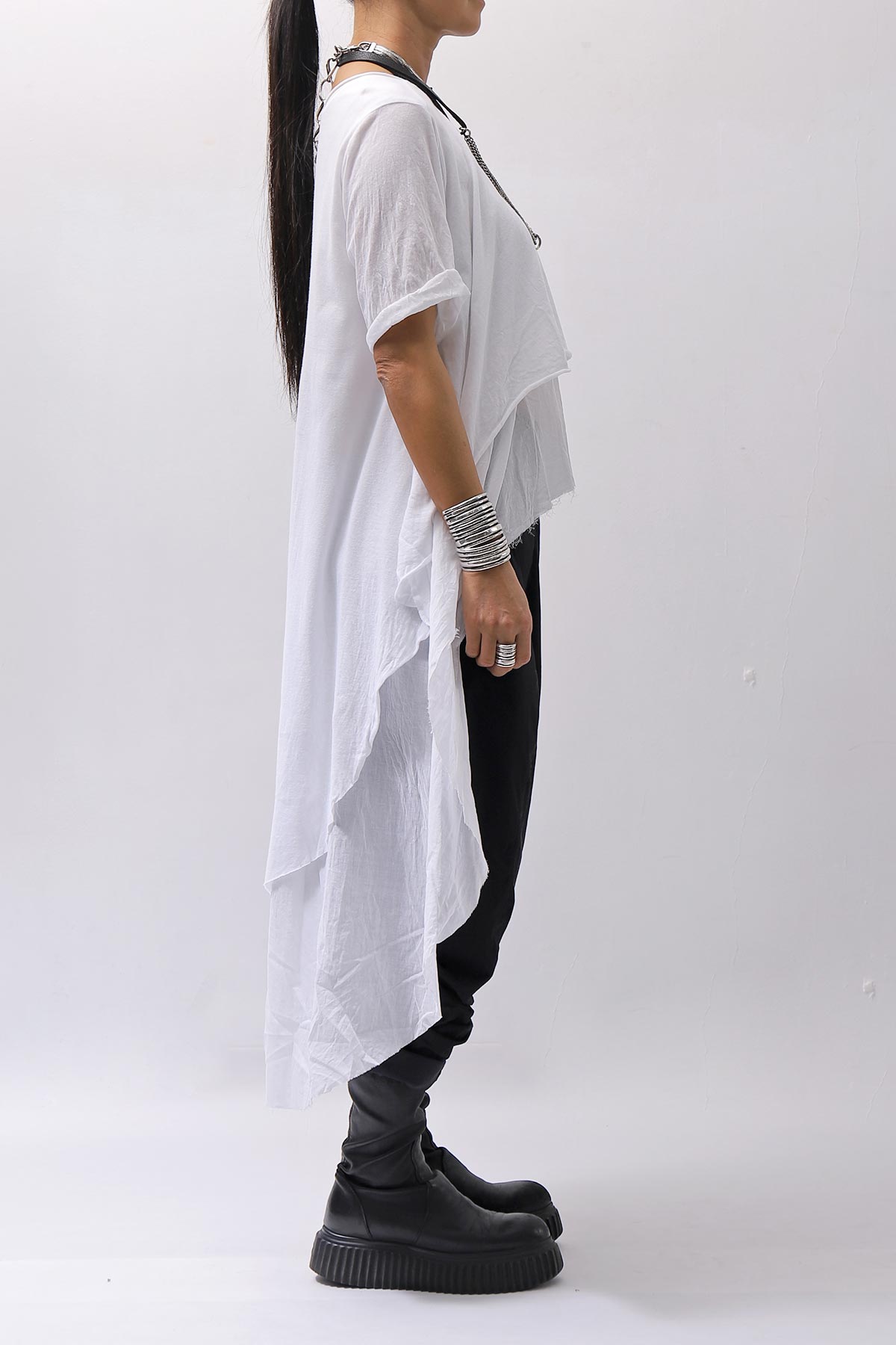 【studio b3】 COTTON LAYERED BACK LONG TOP MPB1822_WHITE