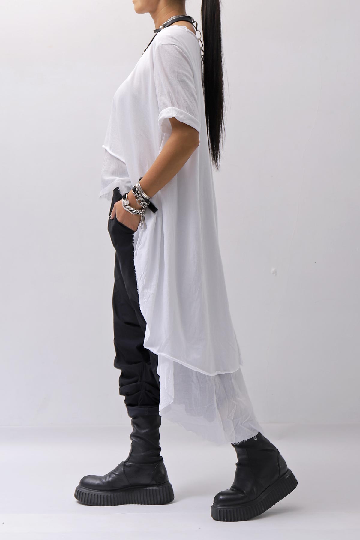 【studio b3】 COTTON LAYERED BACK LONG TOP MPB1822_WHITE