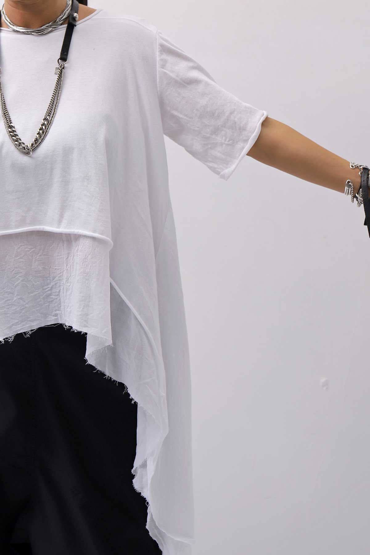 【studio b3】 COTTON LAYERED BACK LONG TOP MPB1822_WHITE