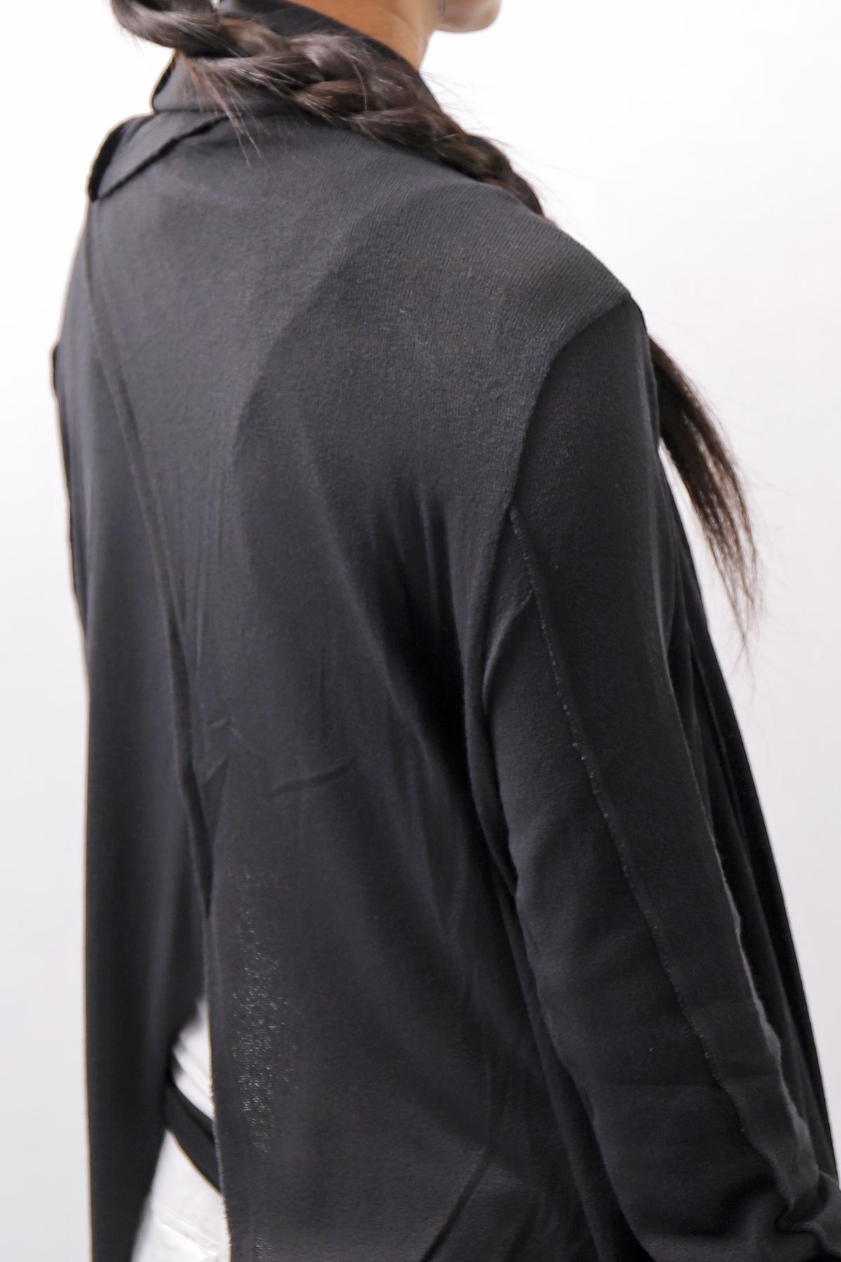 【NOSTRASANTISSIMA】 ASYMMETRY BACK CROSS CARDIGAN TS24_BLACK