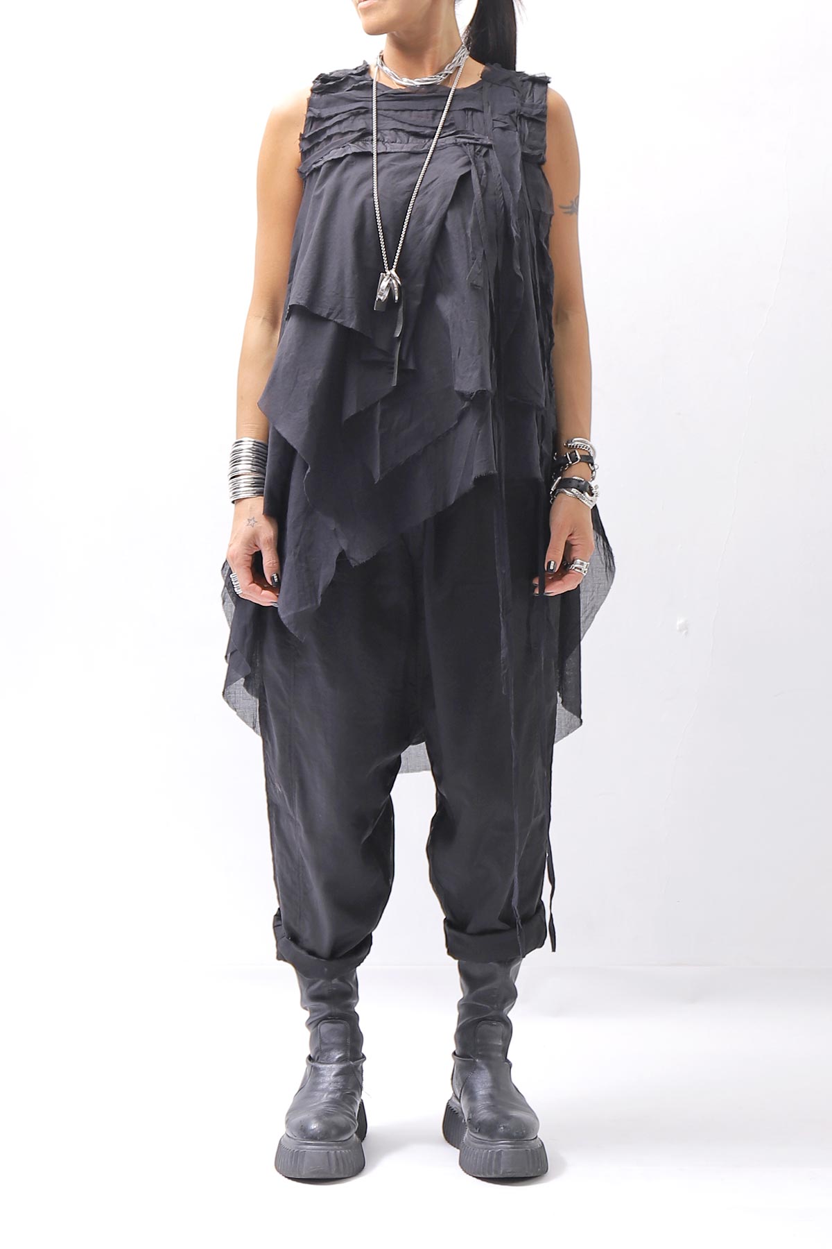 【studio b3】 HAND-MADE MIXED COTTON TOP MPB1881_BLACK