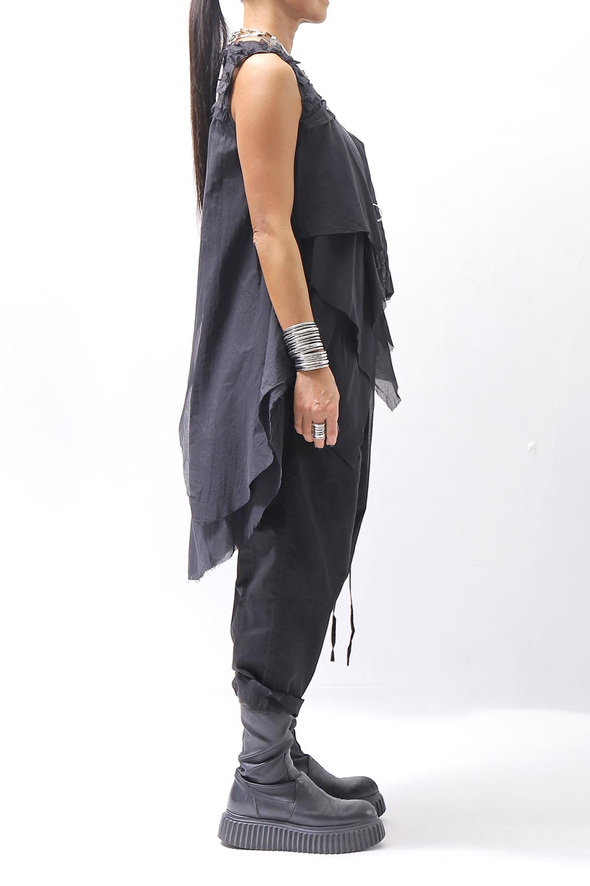 【studio b3】 HAND-MADE MIXED COTTON TOP MPB1881_BLACK
