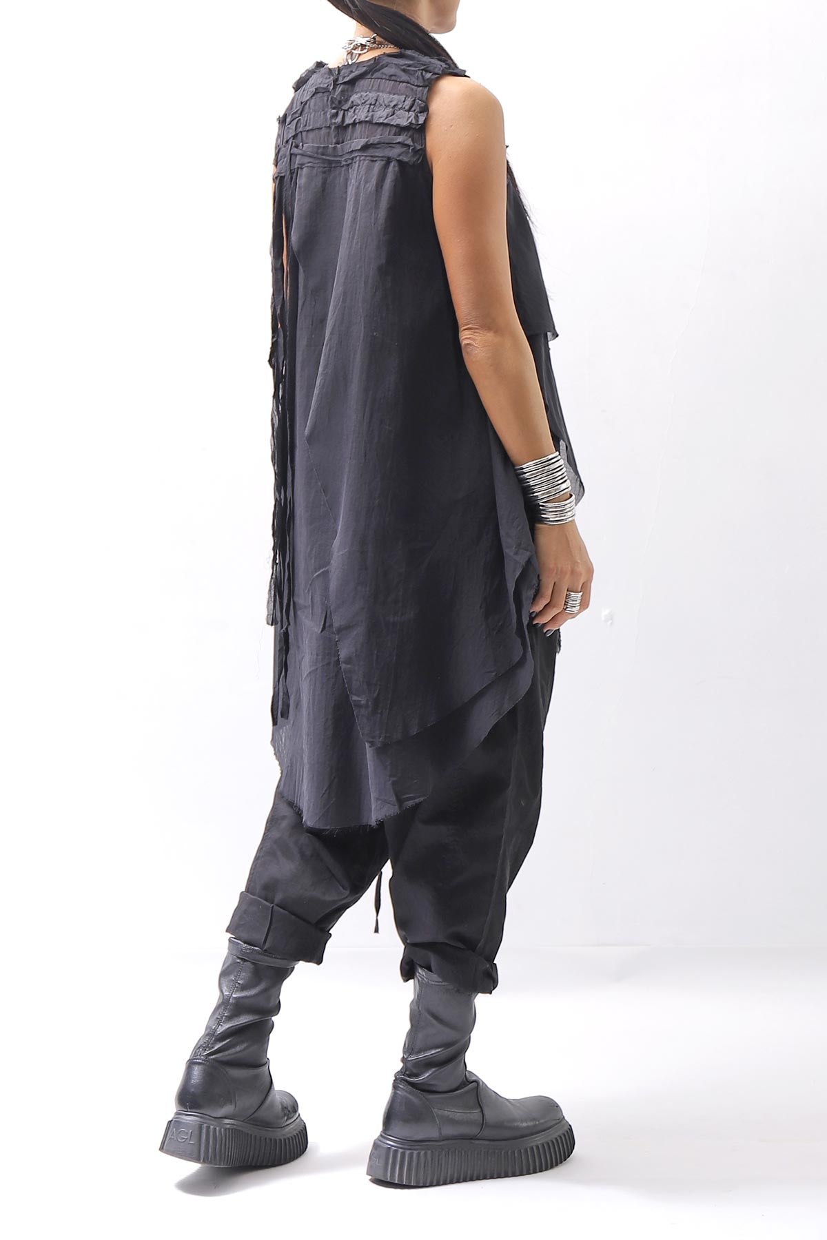 【studio b3】 HAND-MADE MIXED COTTON TOP MPB1881_BLACK