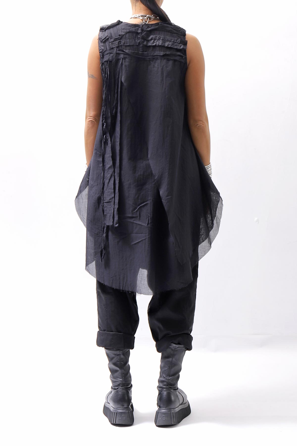 【studio b3】 HAND-MADE MIXED COTTON TOP MPB1881_BLACK