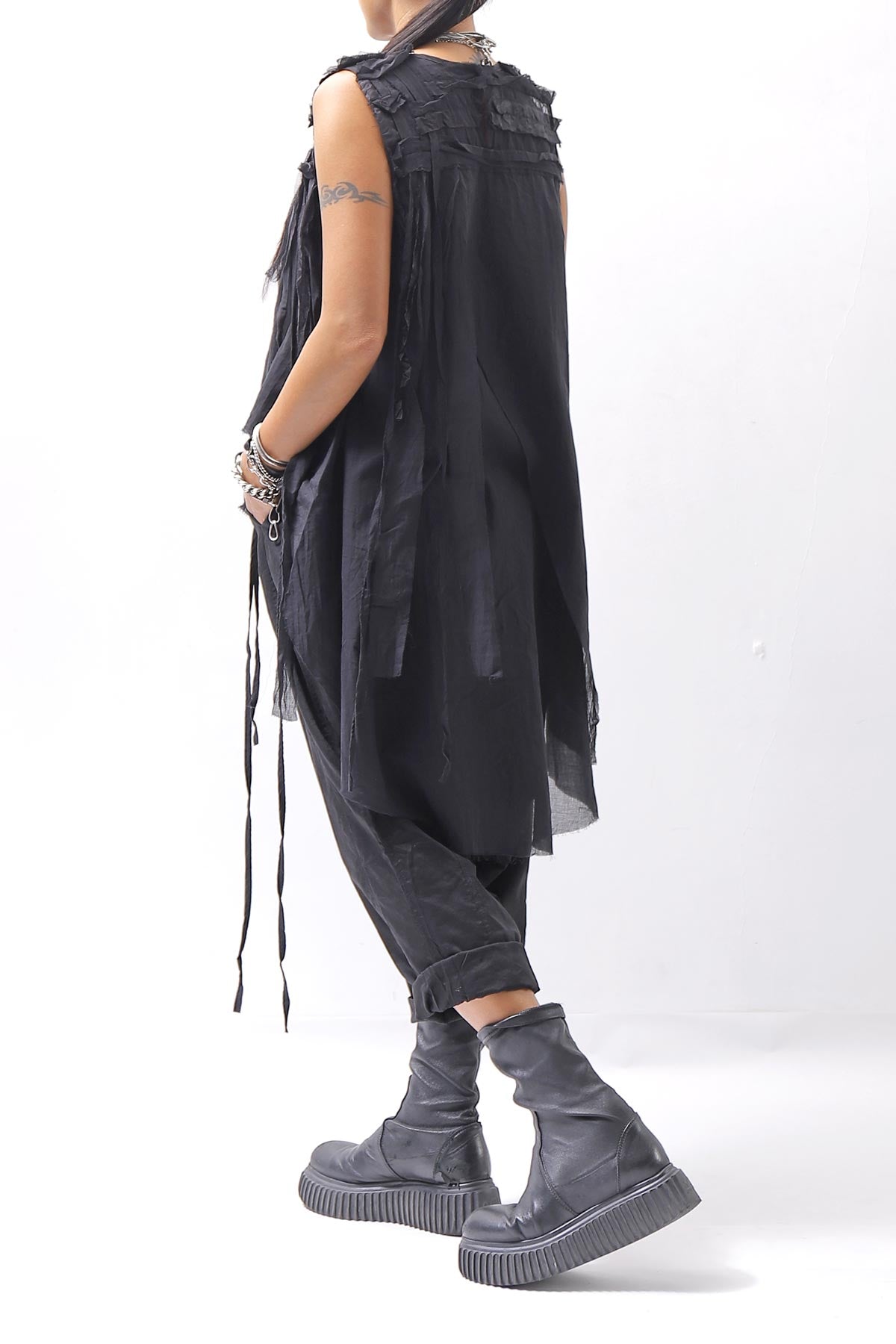 【studio b3】 HAND-MADE MIXED COTTON TOP MPB1881_BLACK