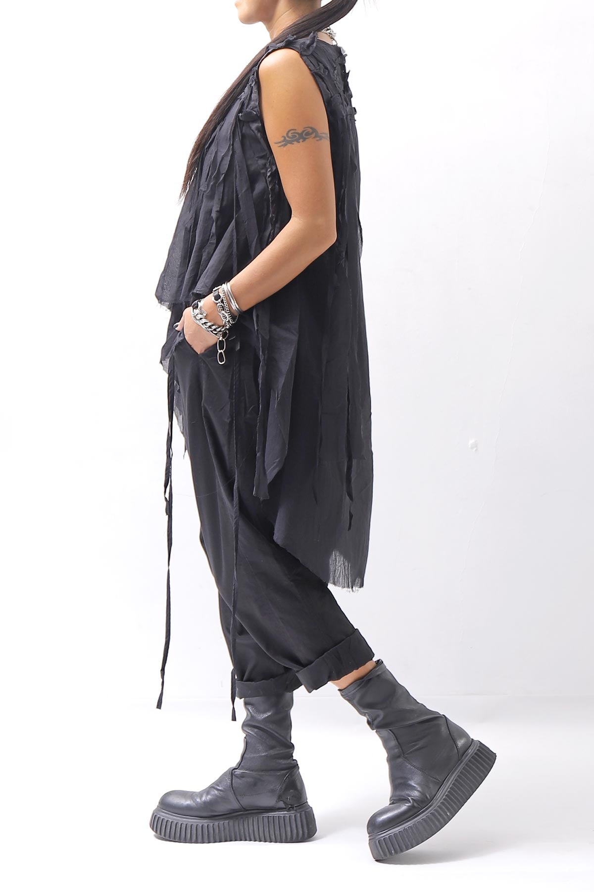 【studio b3】 HAND-MADE MIXED COTTON TOP MPB1881_BLACK