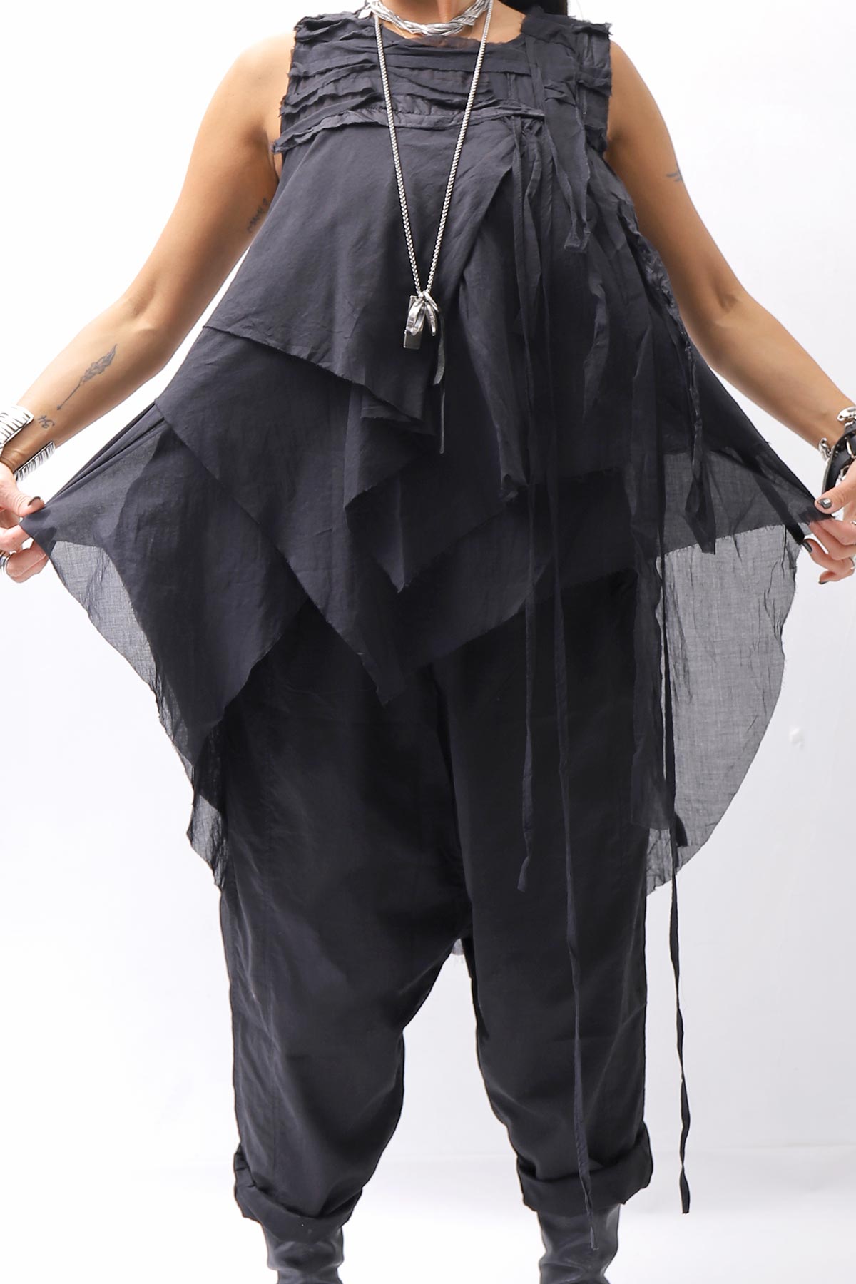 【studio b3】 HAND-MADE MIXED COTTON TOP MPB1881_BLACK