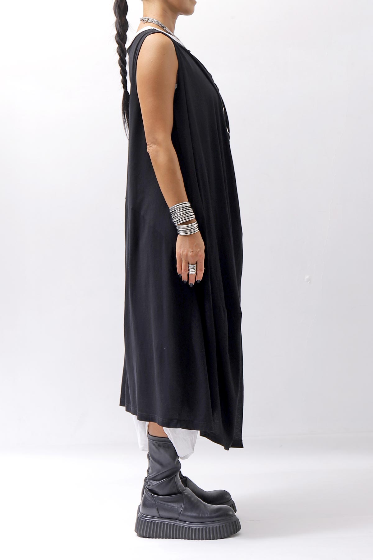 【RUNDHOLZ】 FRONT FLAP COTTON LONG TOP DRESS 337 0911_BLACK