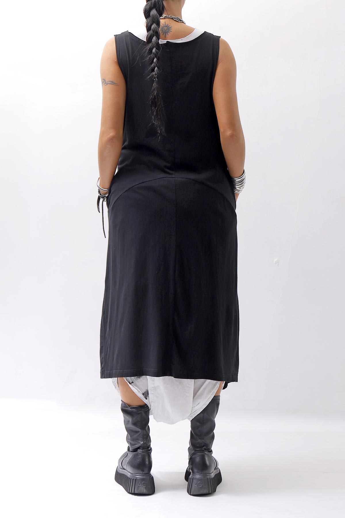 【RUNDHOLZ】 FRONT FLAP COTTON LONG TOP DRESS 337 0911_BLACK