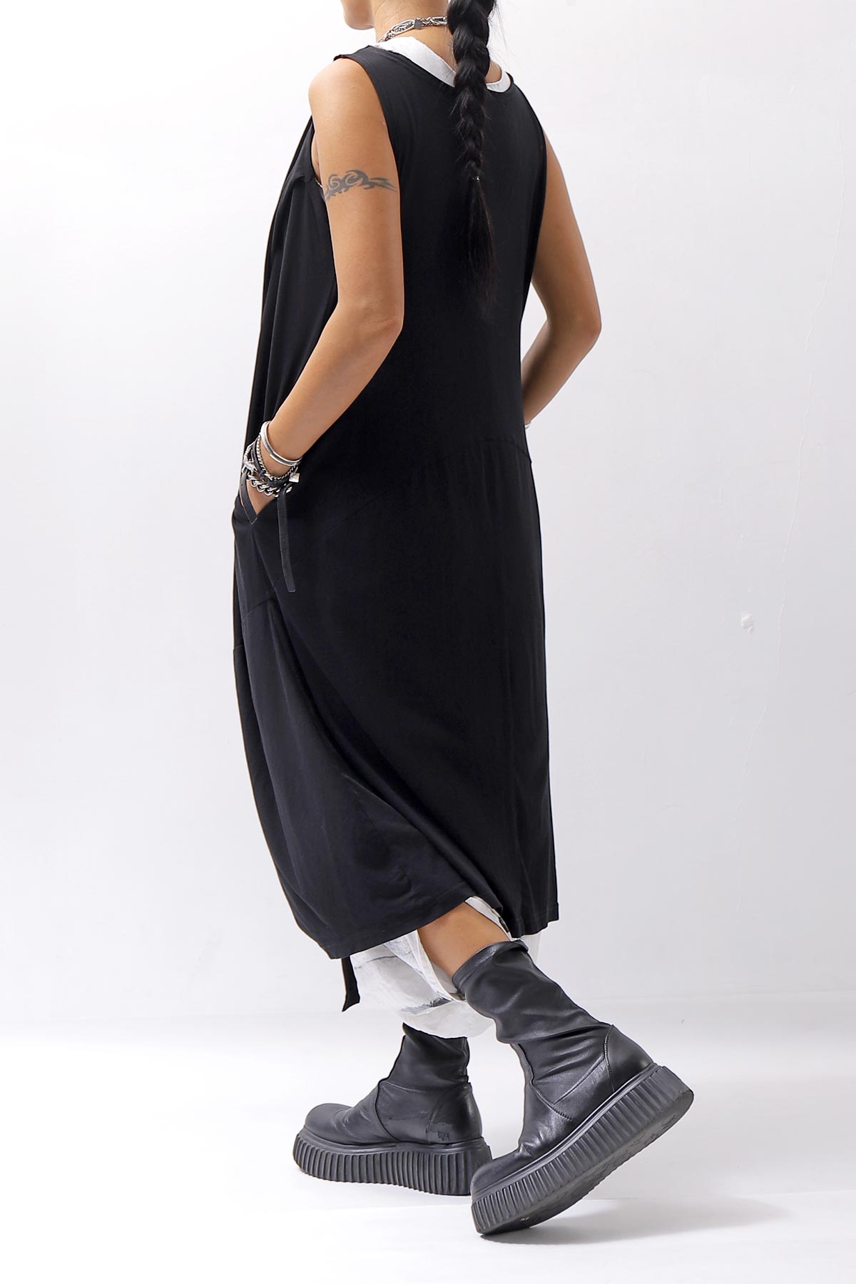 【RUNDHOLZ】 FRONT FLAP COTTON LONG TOP DRESS 337 0911_BLACK