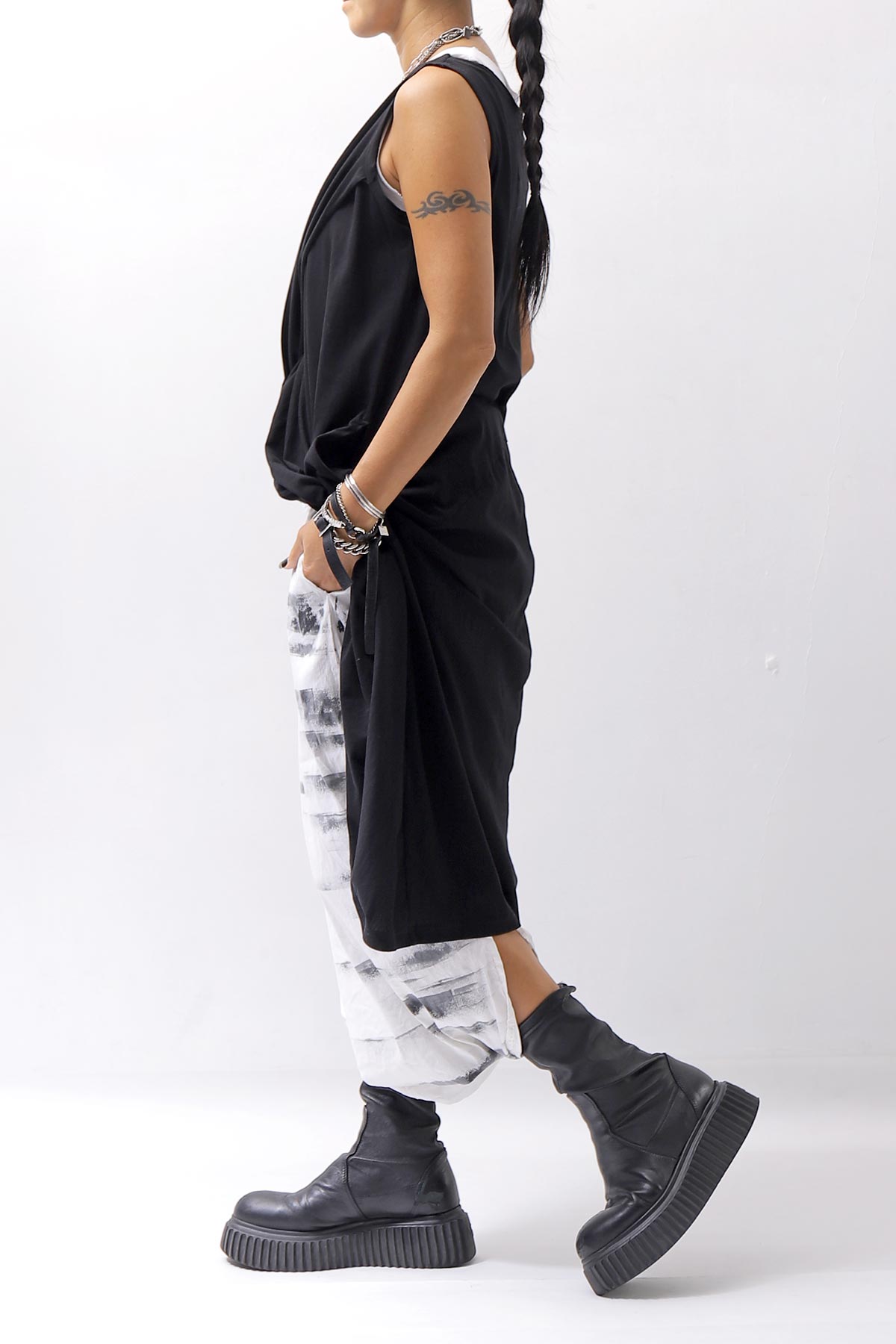 【RUNDHOLZ】 FRONT FLAP COTTON LONG TOP DRESS 337 0911_BLACK