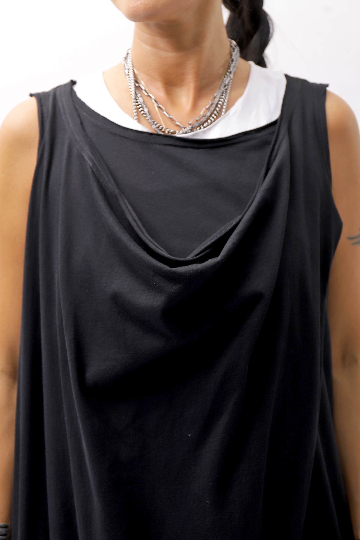 【RUNDHOLZ】 FRONT FLAP COTTON LONG TOP DRESS 337 0911_BLACK