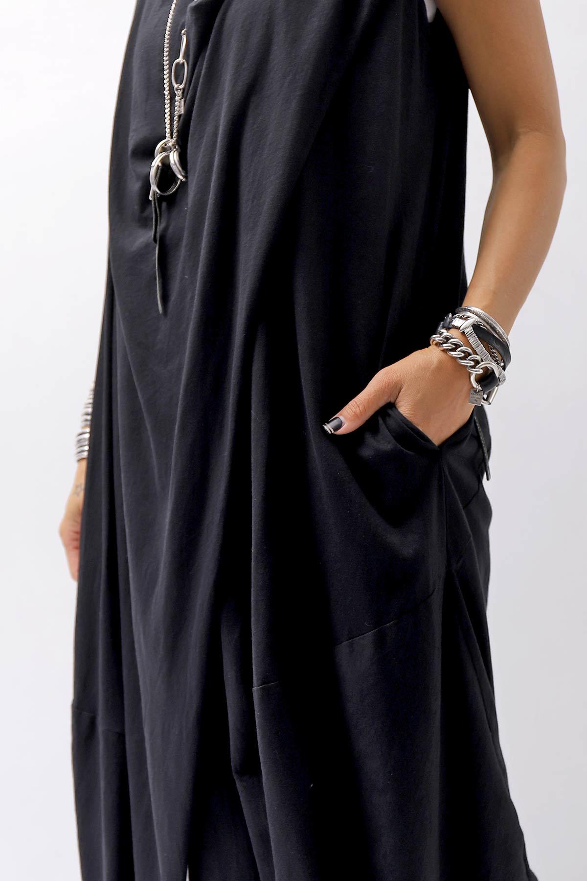 【RUNDHOLZ】 FRONT FLAP COTTON LONG TOP DRESS 337 0911_BLACK