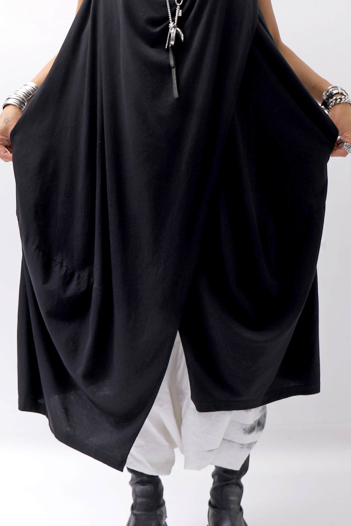 【RUNDHOLZ】 FRONT FLAP COTTON LONG TOP DRESS 337 0911_BLACK