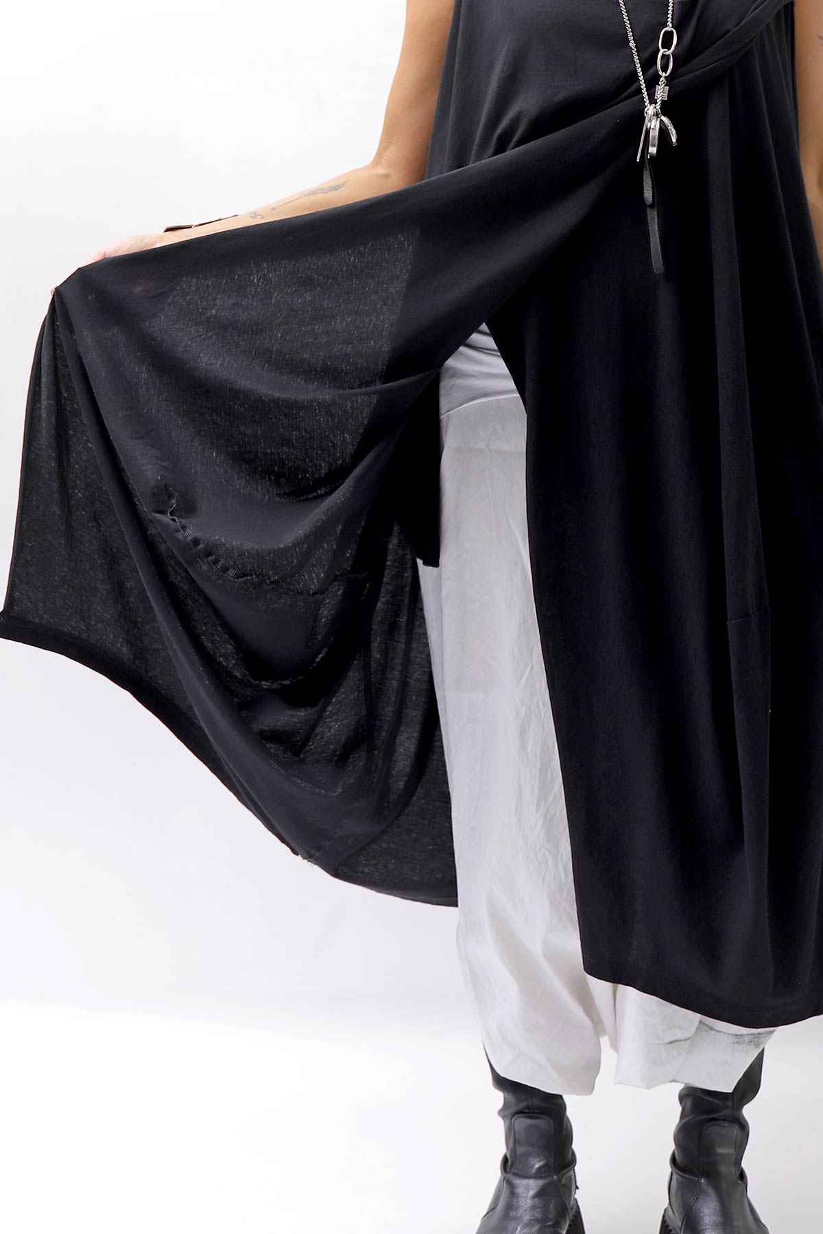 【RUNDHOLZ】 FRONT FLAP COTTON LONG TOP DRESS 337 0911_BLACK