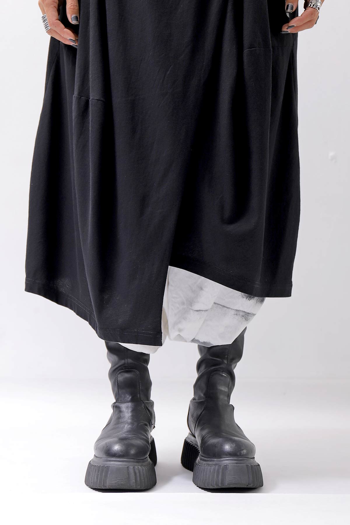 【RUNDHOLZ】 FRONT FLAP COTTON LONG TOP DRESS 337 0911_BLACK
