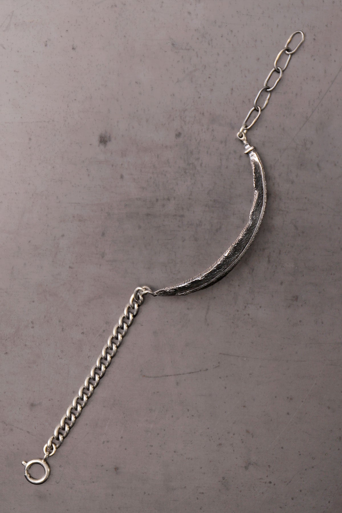【Rusty Thought】 SILVER FEATHER CHAIN BRACELET_RT06
