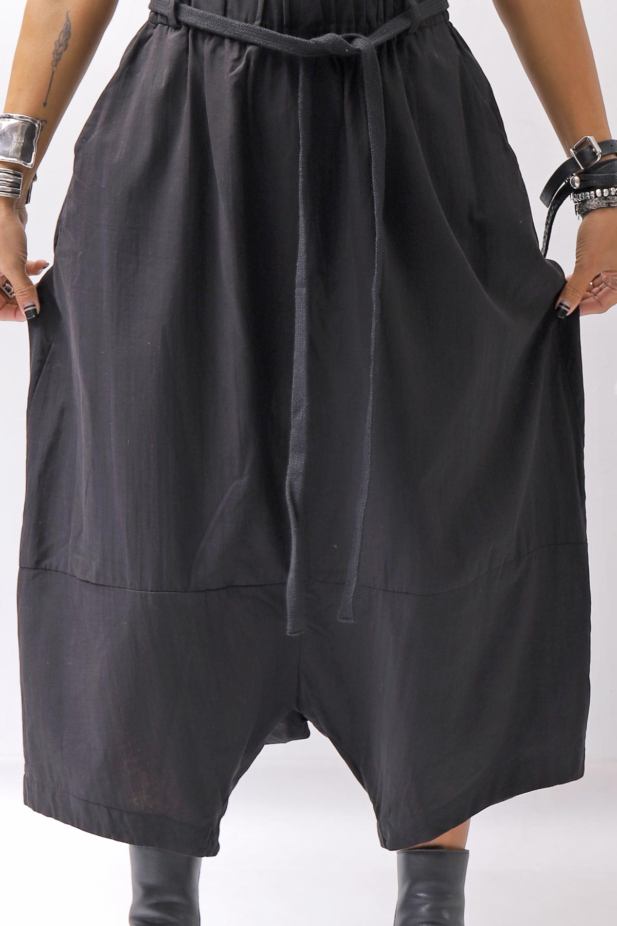 【studio b3】 UNISEX LIGHT COTTON EASY BOX PANTS NB2123_BLACK