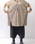 【studio b3】 SIDE SLIT BUTTON HALF SLEEVE SHIRT NB2078_SAND OLD DYE