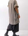 【studio b3】 SIDE SLIT BUTTON HALF SLEEVE SHIRT NB2078_SAND OLD DYE