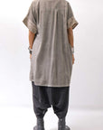 【studio b3】 SIDE SLIT BUTTON HALF SLEEVE SHIRT NB2078_SAND OLD DYE