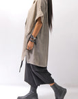 【studio b3】 SIDE SLIT BUTTON HALF SLEEVE SHIRT NB2078_SAND OLD DYE