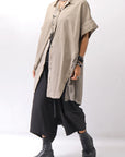 【studio b3】 SIDE SLIT BUTTON HALF SLEEVE SHIRT NB2078_SAND OLD DYE