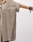 【studio b3】 SIDE SLIT BUTTON HALF SLEEVE SHIRT NB2078_SAND OLD DYE