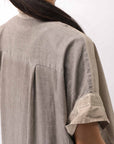 【studio b3】 SIDE SLIT BUTTON HALF SLEEVE SHIRT NB2078_SAND OLD DYE