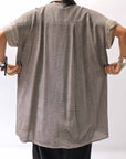 【studio b3】 SIDE SLIT BUTTON HALF SLEEVE SHIRT NB2078_SAND OLD DYE
