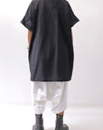 【studio b3】 SIDE SLIT BUTTON HALF SLEEVE SHIRT NB2078_BLACK