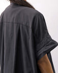 【studio b3】 SIDE SLIT BUTTON HALF SLEEVE SHIRT NB2078_BLACK