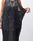 【NOSTRASANTISSIMA】 STRETCH COTTON LACY COVER DRESS C152_BLACK