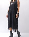【NOSTRASANTISSIMA】 STRETCH COTTON LACY COVER DRESS C152_BLACK