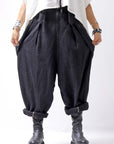 【bajra】 UNISEX LINEN SHOULDER PANTS 148QP03_BLACK