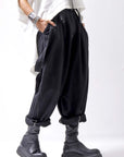 【bajra】 UNISEX LINEN SHOULDER PANTS 148QP03_BLACK