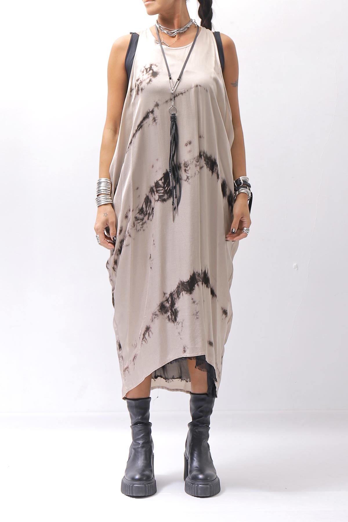 【NOSTRASANTISSIMA】 TONG TANK LONG DRESS A134_BEIGE DYE