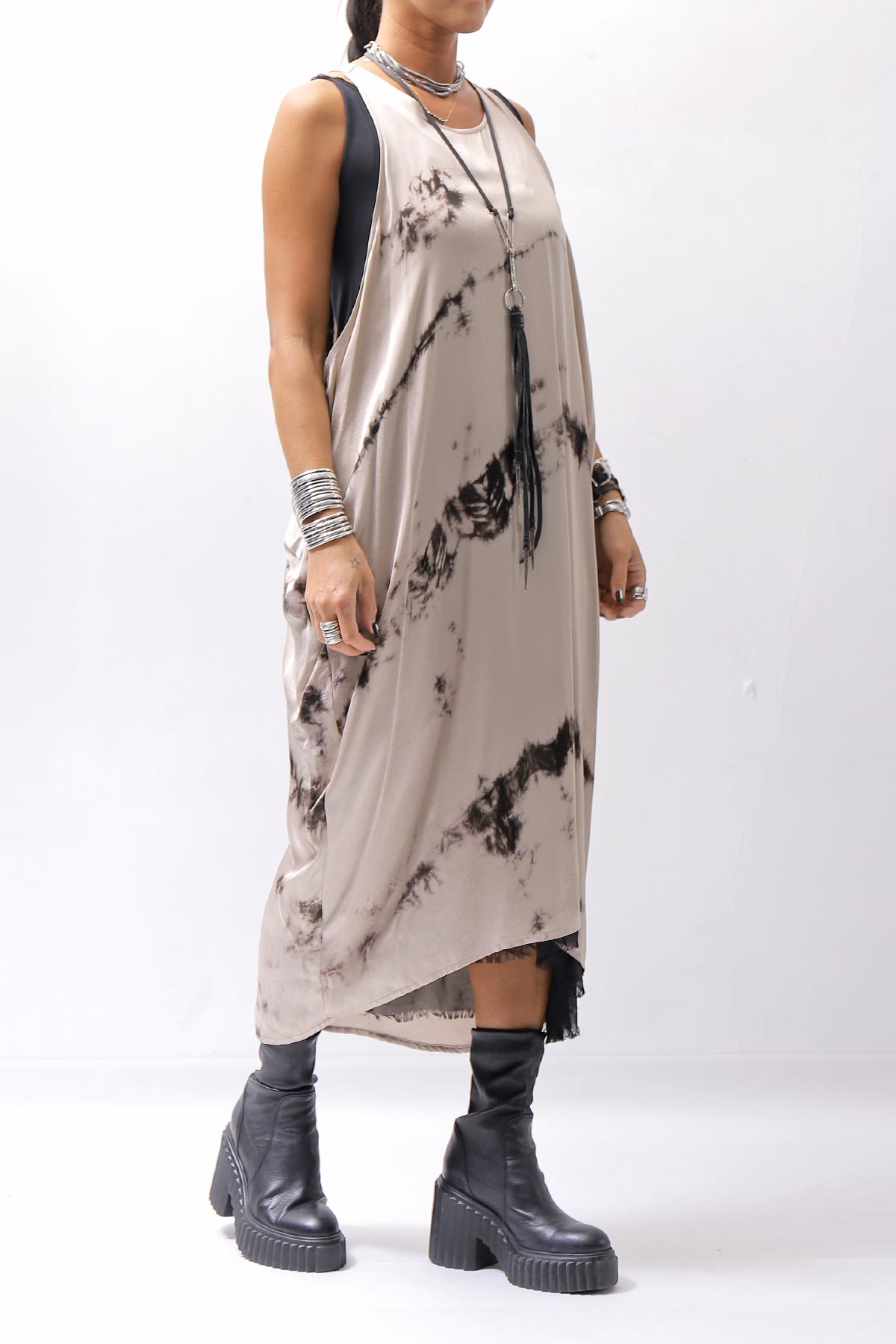 【NOSTRASANTISSIMA】 TONG TANK LONG DRESS A134_BEIGE DYE