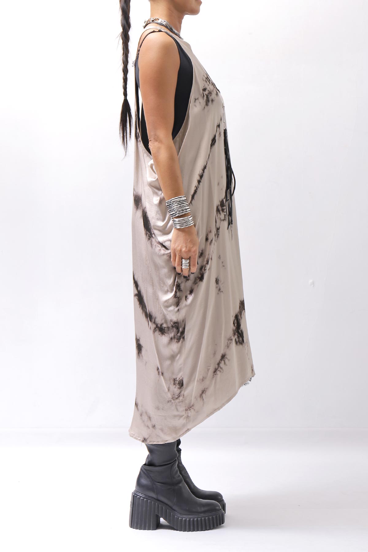 【NOSTRASANTISSIMA】 TONG TANK LONG DRESS A134_BEIGE DYE