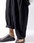 【bajra】 UNISEX LINEN SHOULDER PANTS 148QP03_BLACK